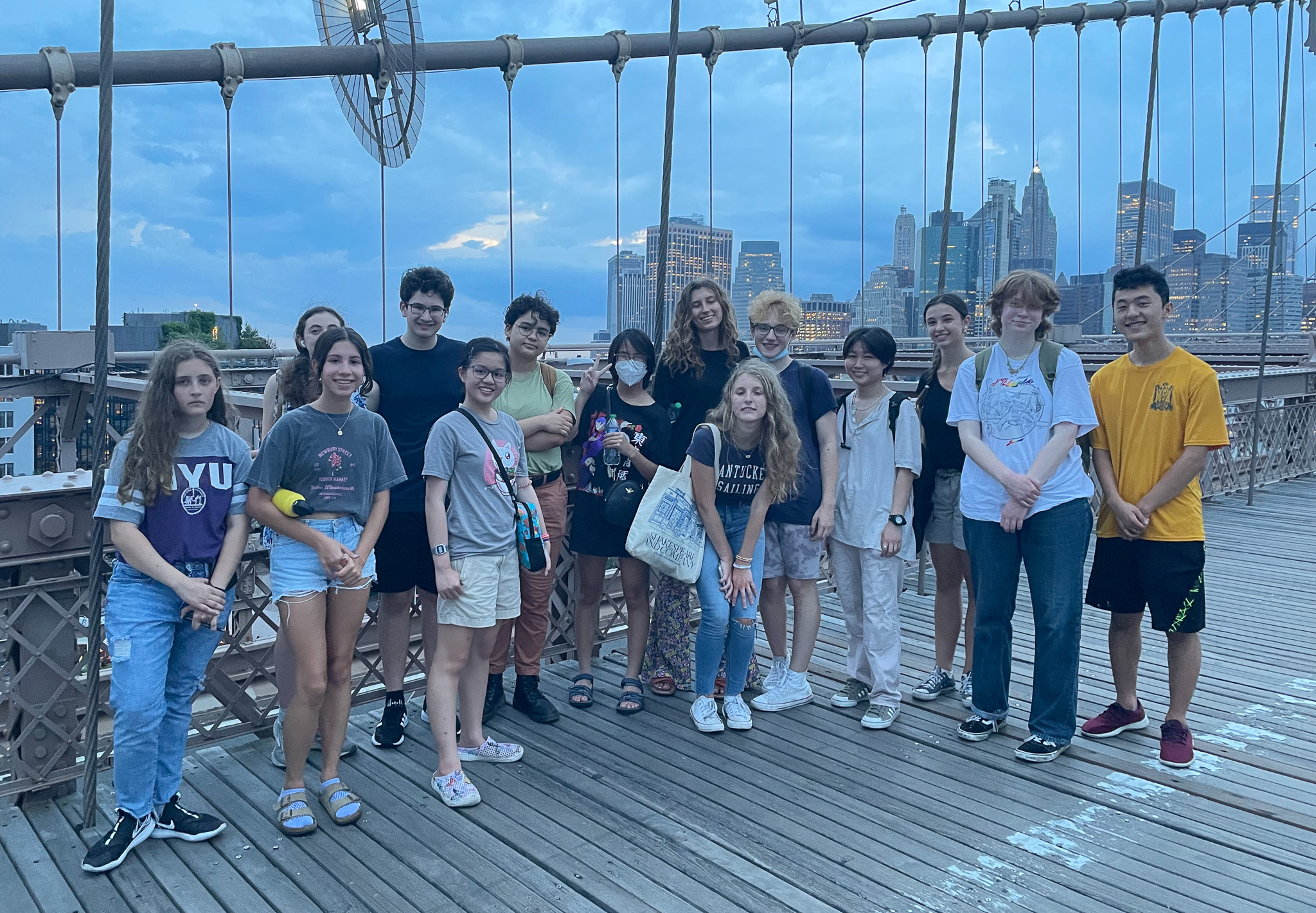 Campers on the Brooklyn Bridge