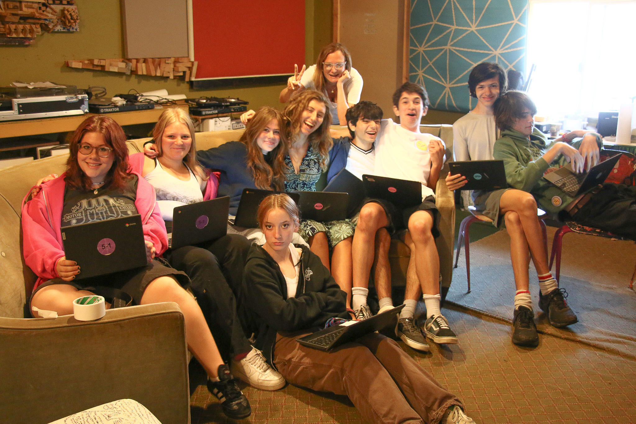 Campers writing in workshop