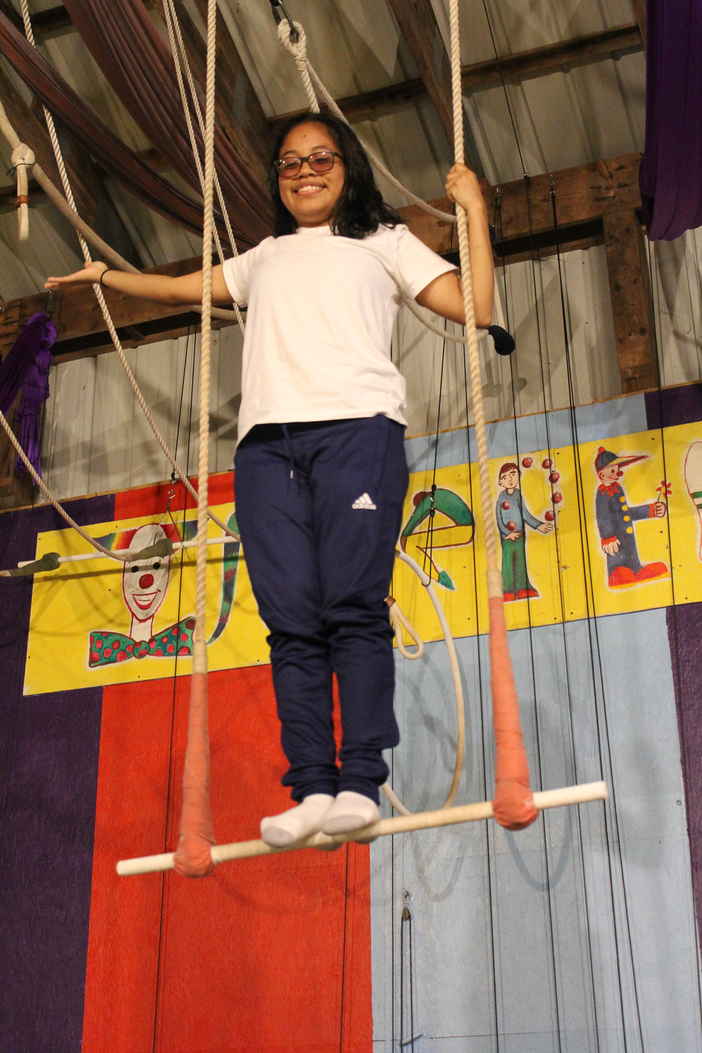 Camper on a trapeze