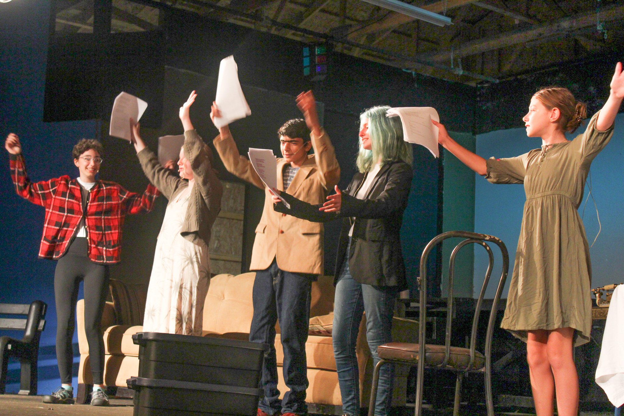 Campers performing an original play