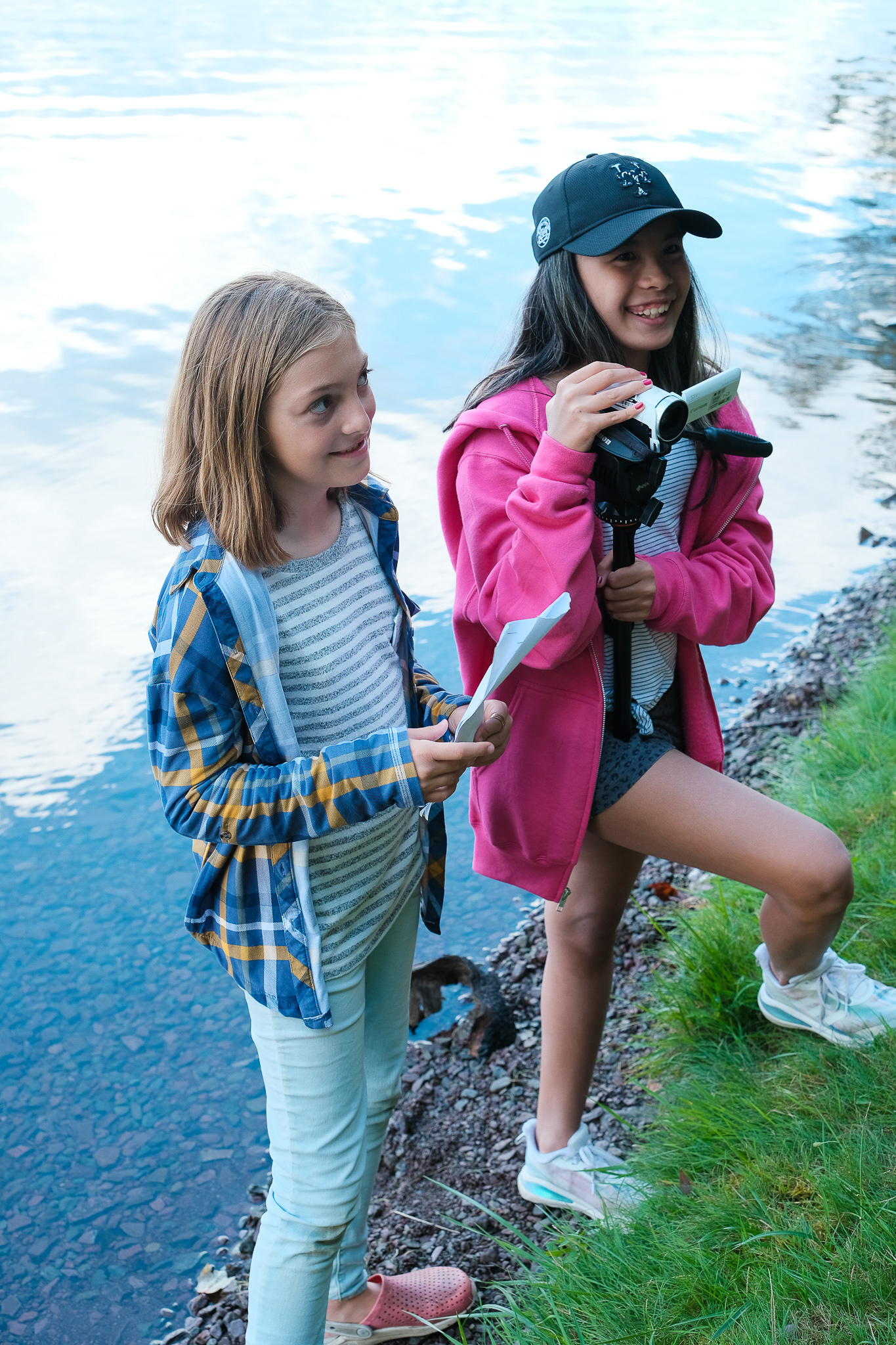 Campers with a video camera