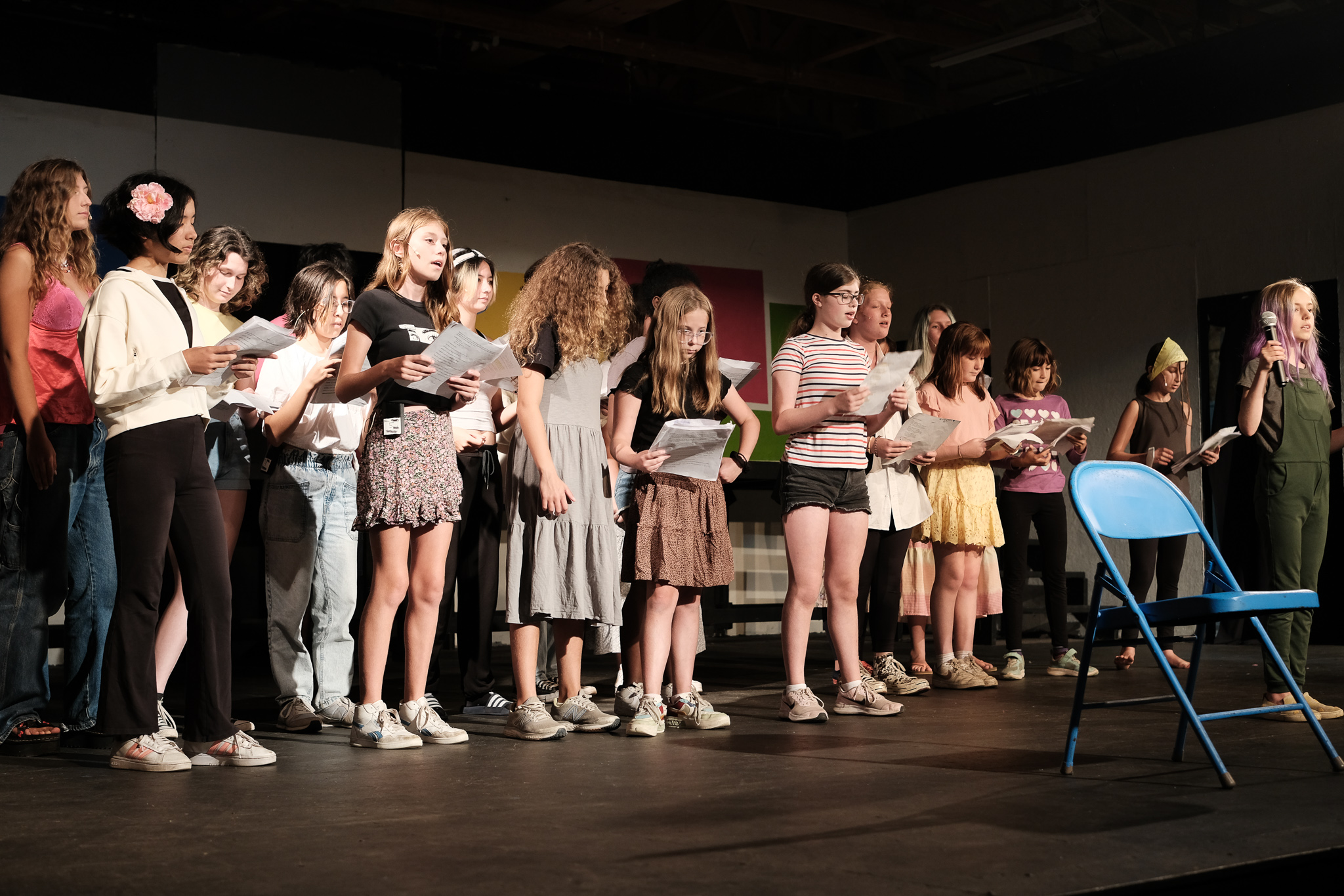 Campers performing a play